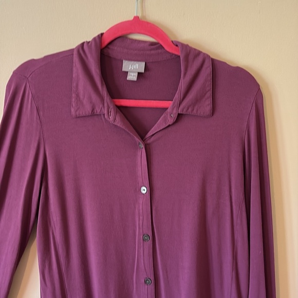 J.Jill Raspberry Button-Up Tunic, Size Small - Picture 2 of 6